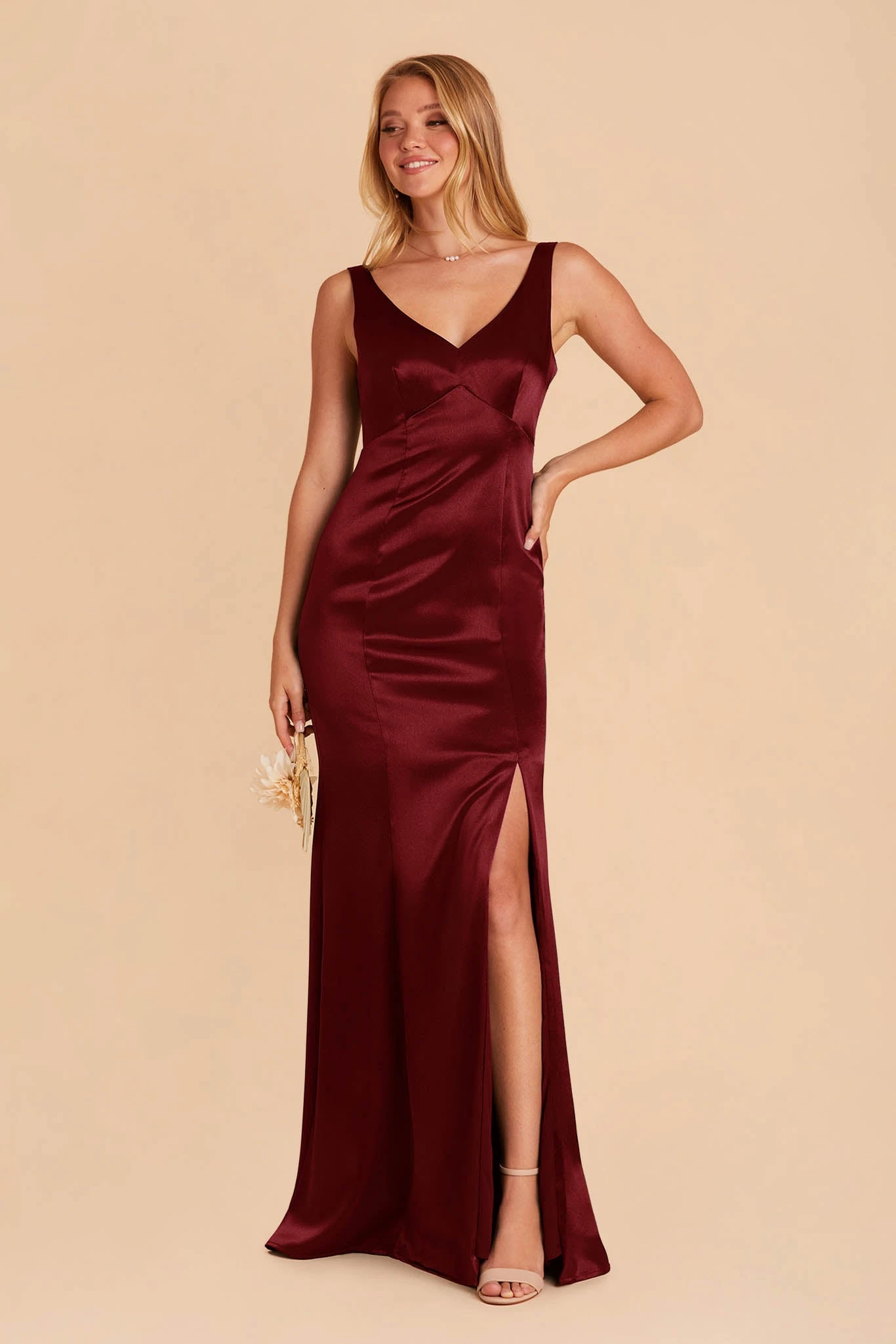 Gloria Shiny Satin Dress - Cabernet 6 Gloria Shiny Satin Dress - Cabernet - Image 4