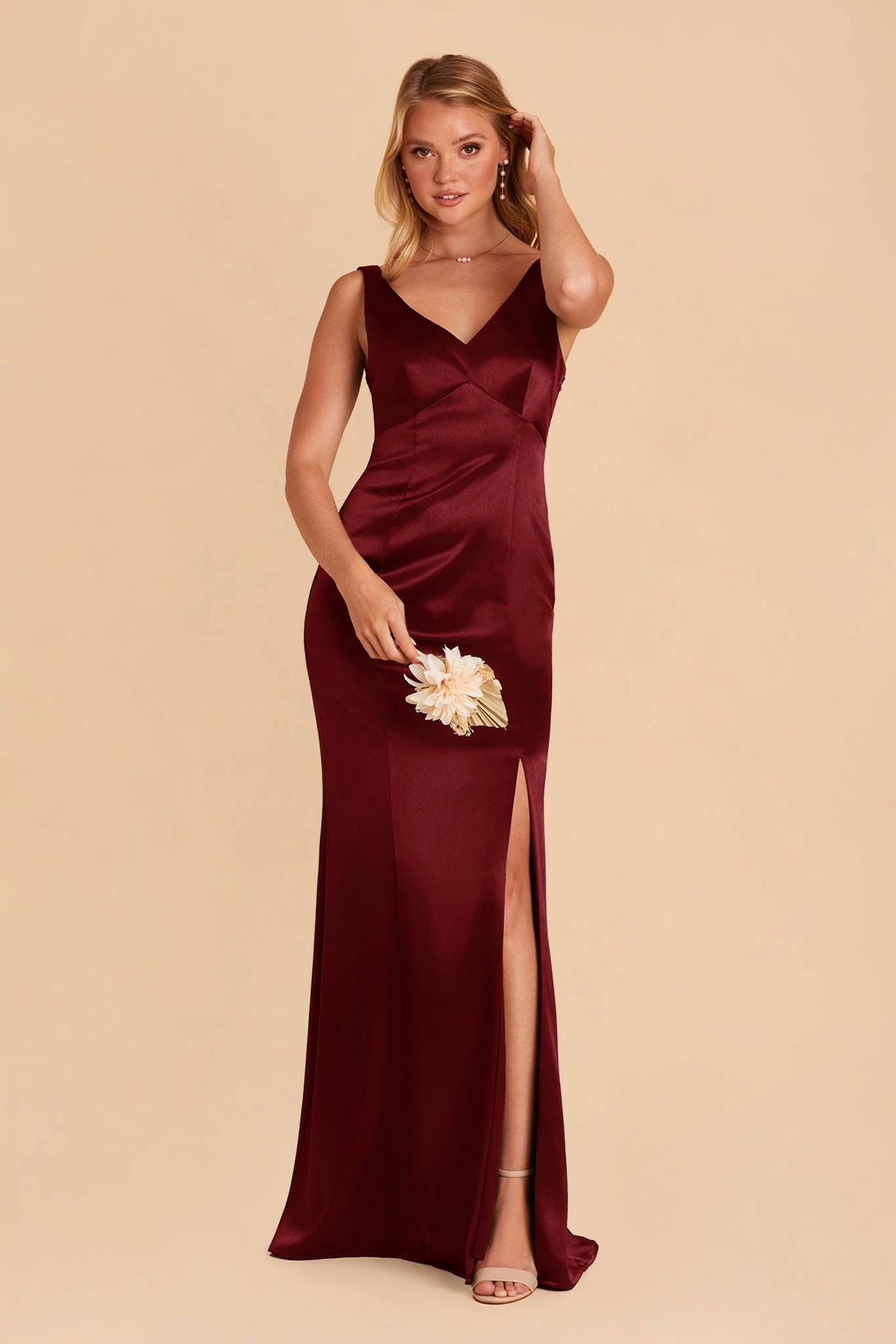 Gloria Shiny Satin Dress - Cabernet 3 Gloria Shiny Satin Dress - Cabernet