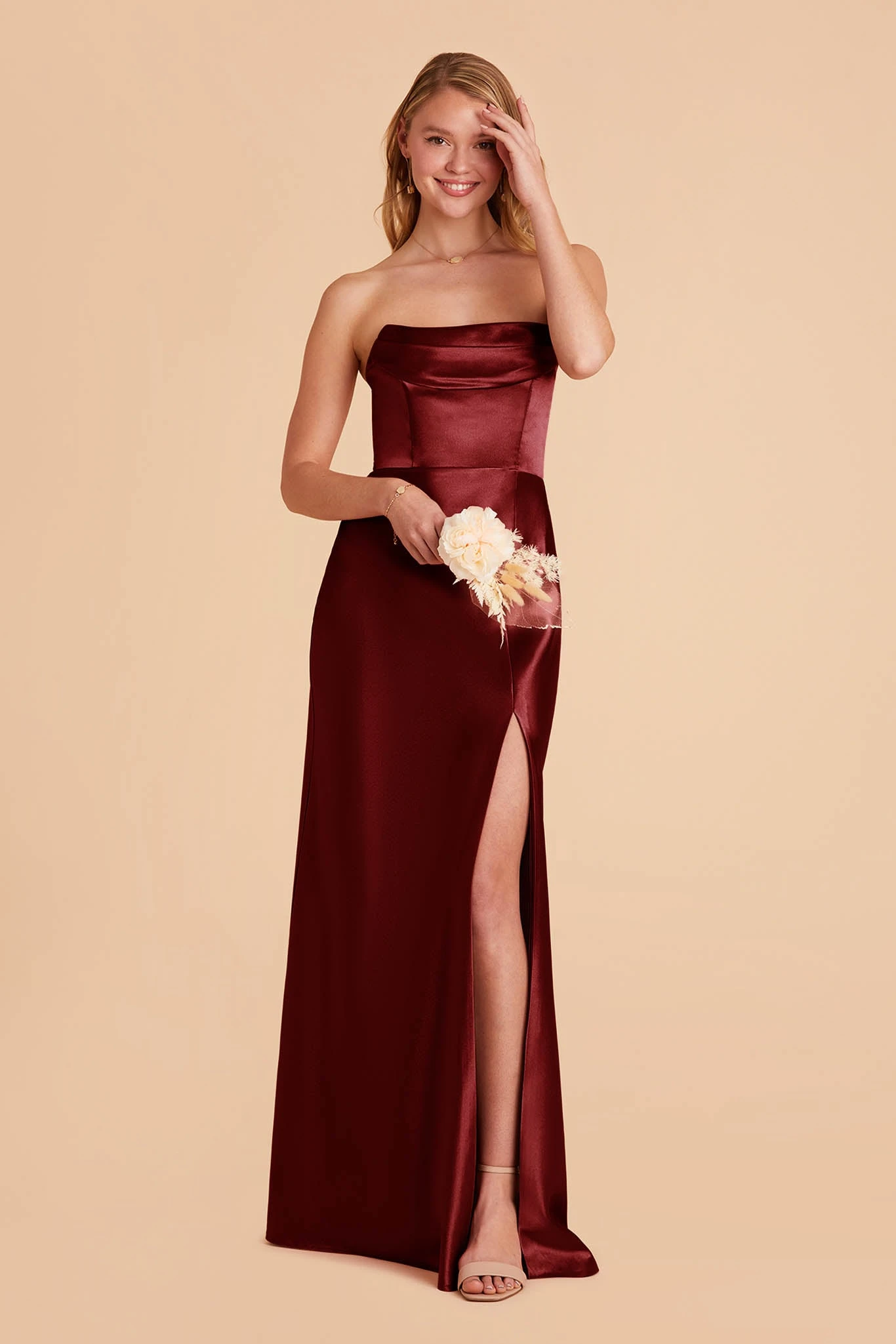 Mia Shiny Satin Convertible Dress - Cabernet 3 Mia Shiny Satin Convertible Dress - Cabernet