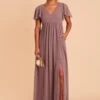 Hannah Empire Dress - Dark Mauve