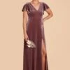 Hannah Velvet Dress - Desert Rose -Cheap Plush Attire Store desert rose hannah velvet bridesmaid dress 04