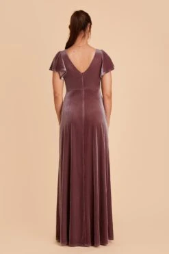 Hannah Velvet Dress - Desert Rose -Cheap Plush Attire Store desert rose hannah velvet bridesmaid dress 05