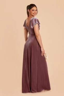 Hannah Velvet Dress - Desert Rose -Cheap Plush Attire Store desert rose hannah velvet bridesmaid dress 06