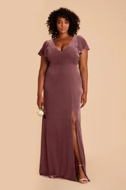 Hannah Velvet Dress - Desert Rose -Cheap Plush Attire Store desert rose hannah velvet plus size bridesmaid dress 02