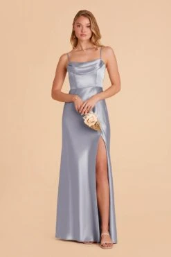 Mia Shiny Satin Convertible Dress - Dusty Blue -Cheap Plush Attire Store dusty blue mia convertible satin bridesmaid dress 07