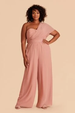 Gigi Convertible Jumpsuit - Dusty Rose -Cheap Plush Attire Store dusty rose gigi plus size convertible bridesmaid dress 02