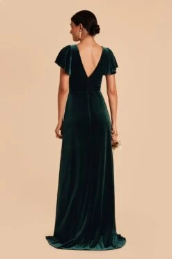 Hannah Velvet Dress - Emerald 12 Hannah Velvet Dress - Emerald -Cheap Plush Attire Store emerald hannah velvet bridesmaid dress 03