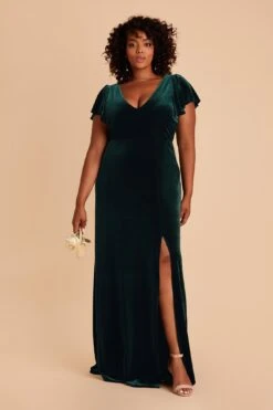 Hannah Velvet Dress - Emerald 13 Hannah Velvet Dress - Emerald -Cheap Plush Attire Store emerald hannah velvet plus size bridesmaid dress 02