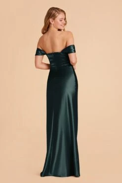 Mia Shiny Satin Convertible Dress - Emerald -Cheap Plush Attire Store emerald mia convertible satin bridesmaid dress 04