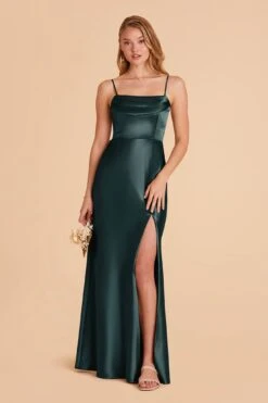 Mia Shiny Satin Convertible Dress - Emerald -Cheap Plush Attire Store emerald mia convertible satin bridesmaid dress 06