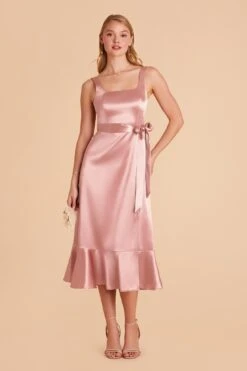 Eugenia Shiny Satin Convertible Midi Dress - English Rose -Cheap Plush Attire Store english rose eugenia convertible satin bridesmaid dress 03
