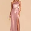 Kira Shiny Satin Dress - English Rose 2 Kira Shiny Satin Dress - English Rose -Cheap Plush Attire Store english rose kira slit satin bridesmaid dress 01