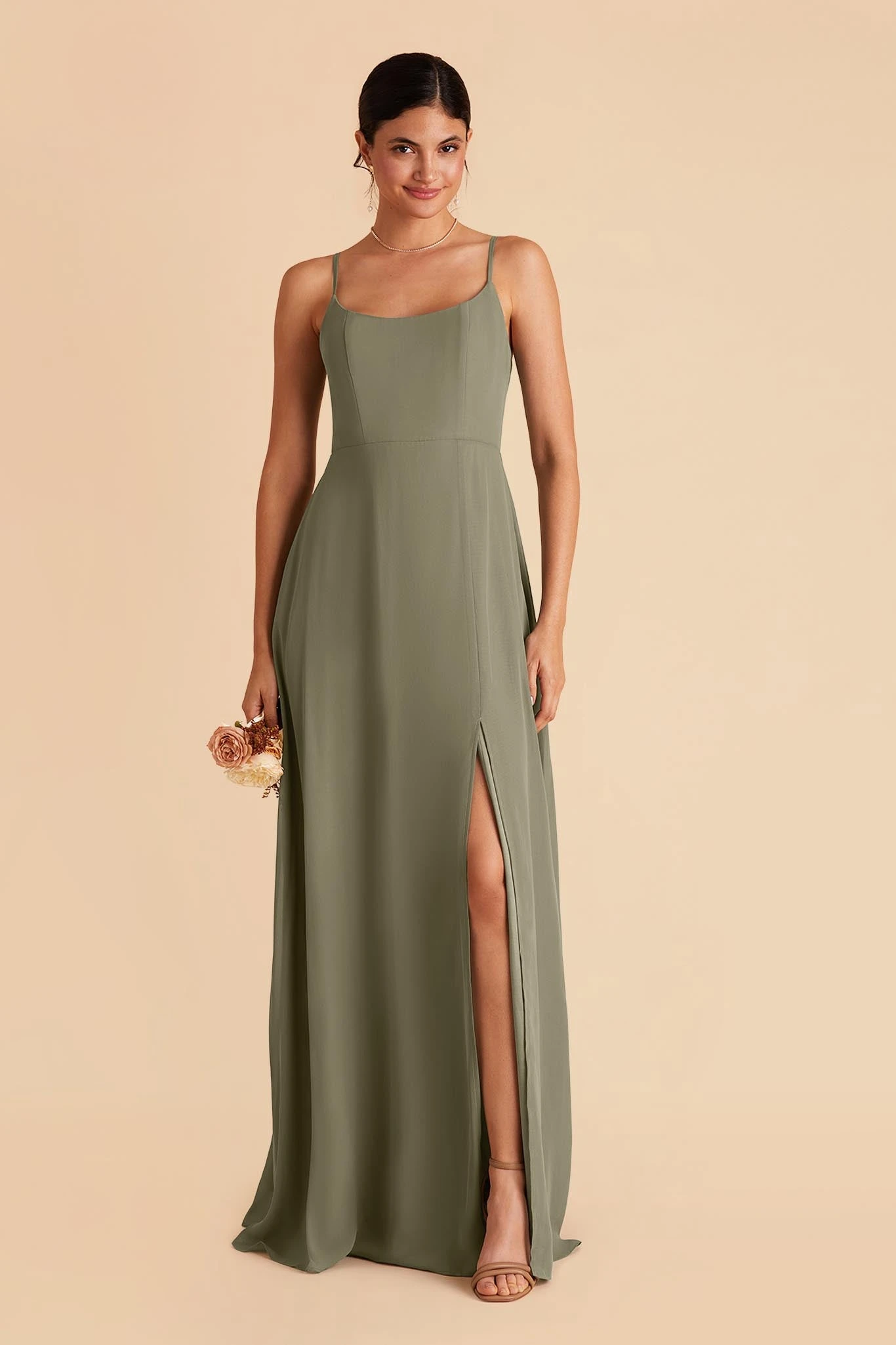 Amy Chiffon Dress - Moss Green 6 Amy Chiffon Dress - Moss Green - Image 4
