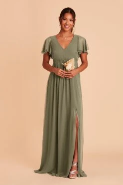 Hannah Empire Dress - Moss Green