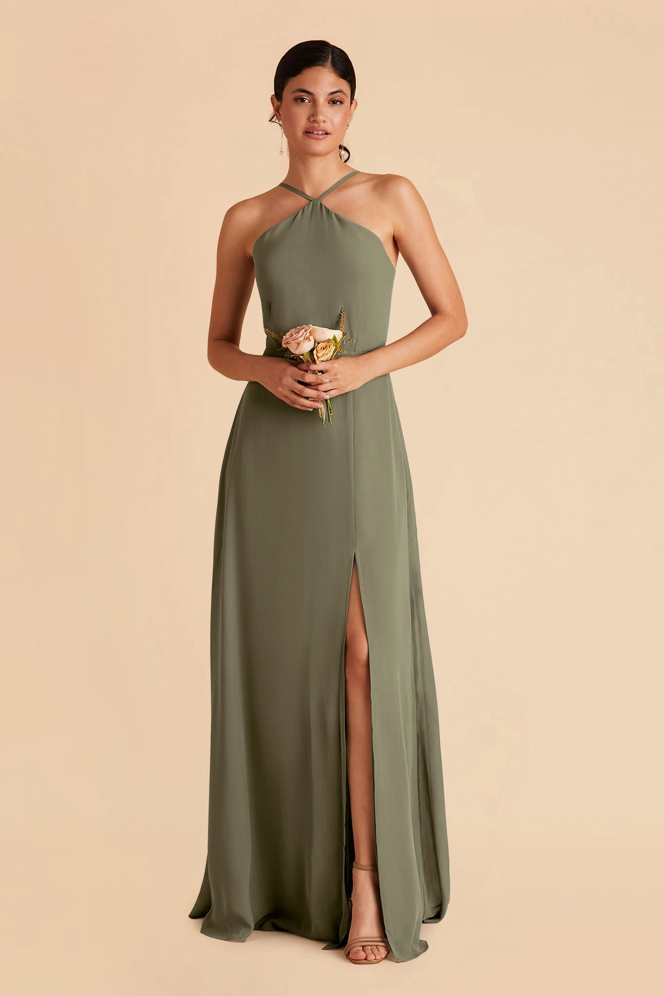 Juliet Chiffon Dress - Moss Green 6 Juliet Chiffon Dress - Moss Green - Image 4