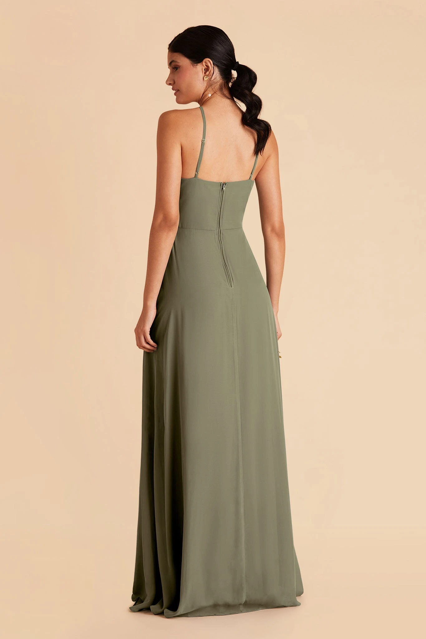 Juliet Chiffon Dress - Moss Green 5 Juliet Chiffon Dress - Moss Green - Image 3