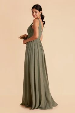 Laurie Empire Dress - Moss Green -Cheap Plush Attire Store moss green laurie slit bridesmaid dress 07