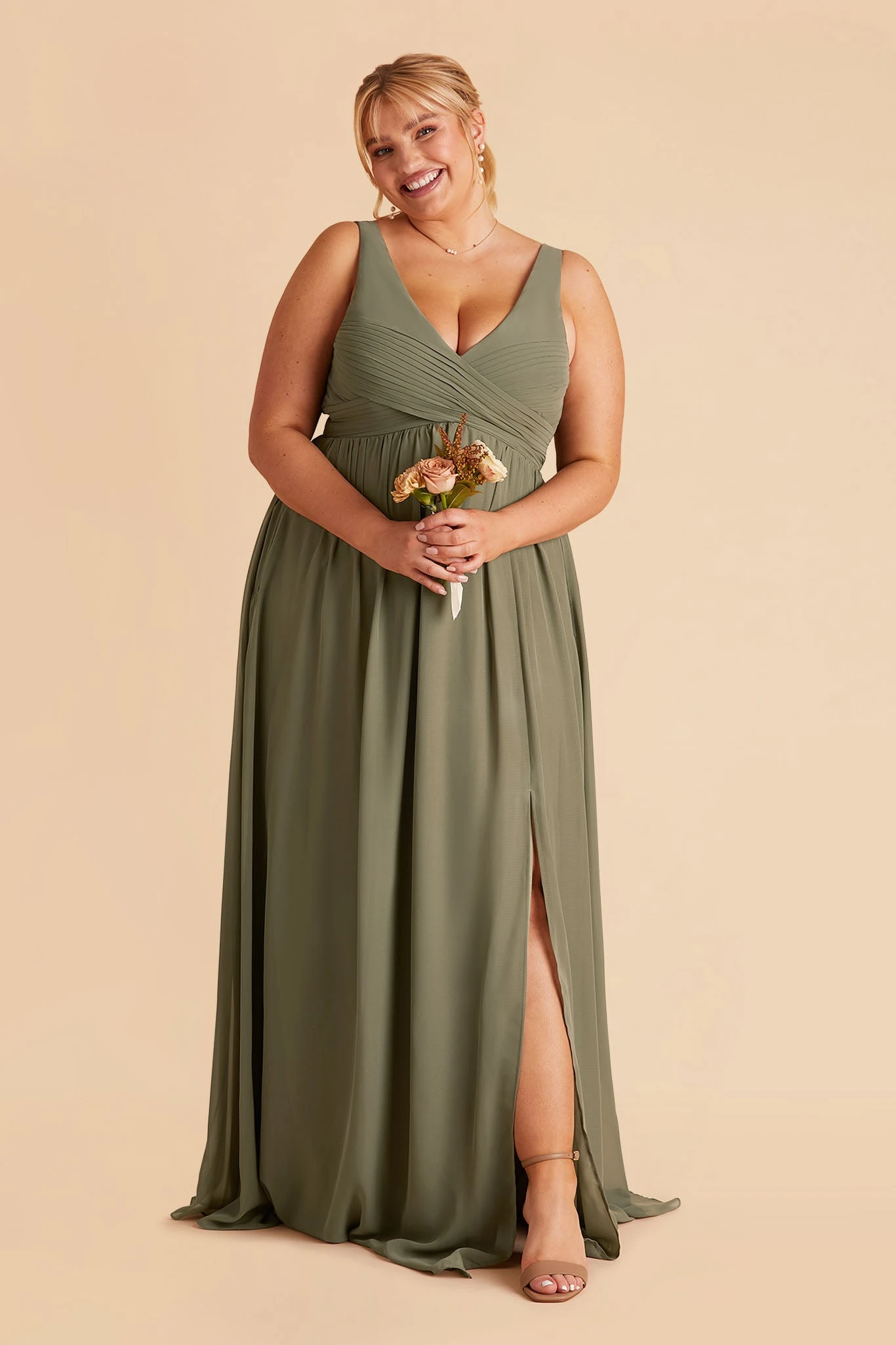Laurie Empire Dress - Moss Green - Image 3