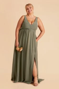 Laurie Empire Dress - Moss Green -Cheap Plush Attire Store moss green laurie slit plus size bridesmaid dress 06 2cdc94f3 cce8 4cbd 8885 939736860a8c