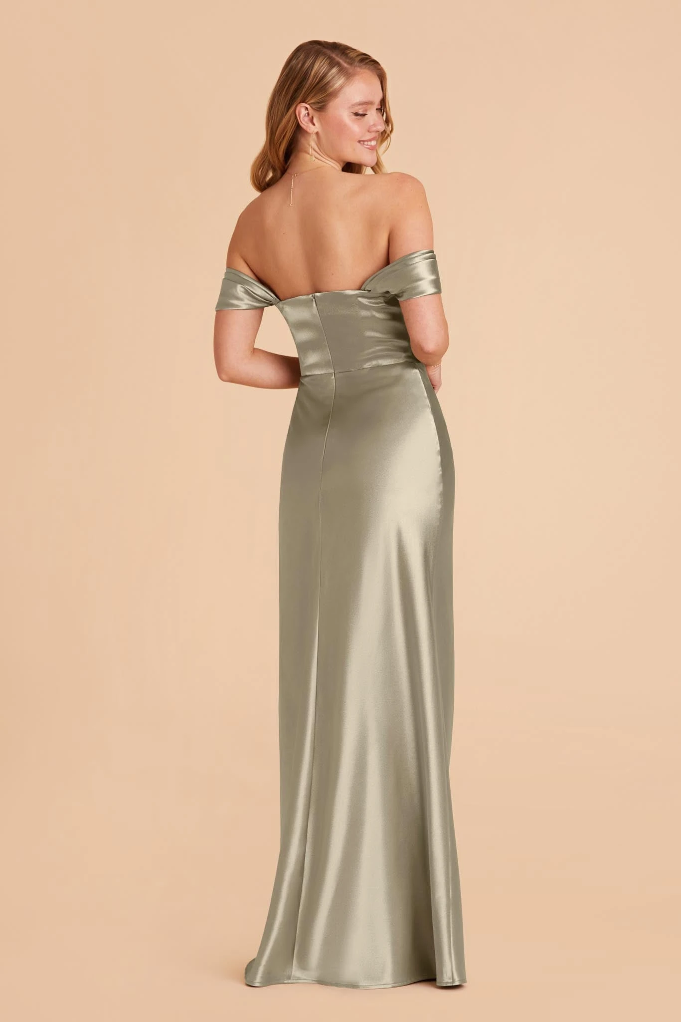 Mia Shiny Satin Convertible Dress - Moss Green 8 Mia Shiny Satin Convertible Dress - Moss Green - Image 6