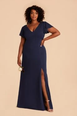 Hannah Crepe Dress - Navy -Cheap Plush Attire Store navy hannah plus size convertible bridesmaid dress 01