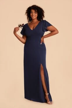 Hannah Crepe Dress - Navy -Cheap Plush Attire Store navy hannah plus size convertible bridesmaid dress 02