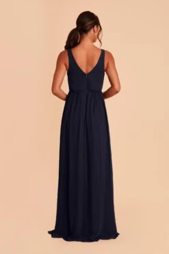 Laurie Empire Dress - Navy -Cheap Plush Attire Store navy laurie slit bridesmaid dress 04