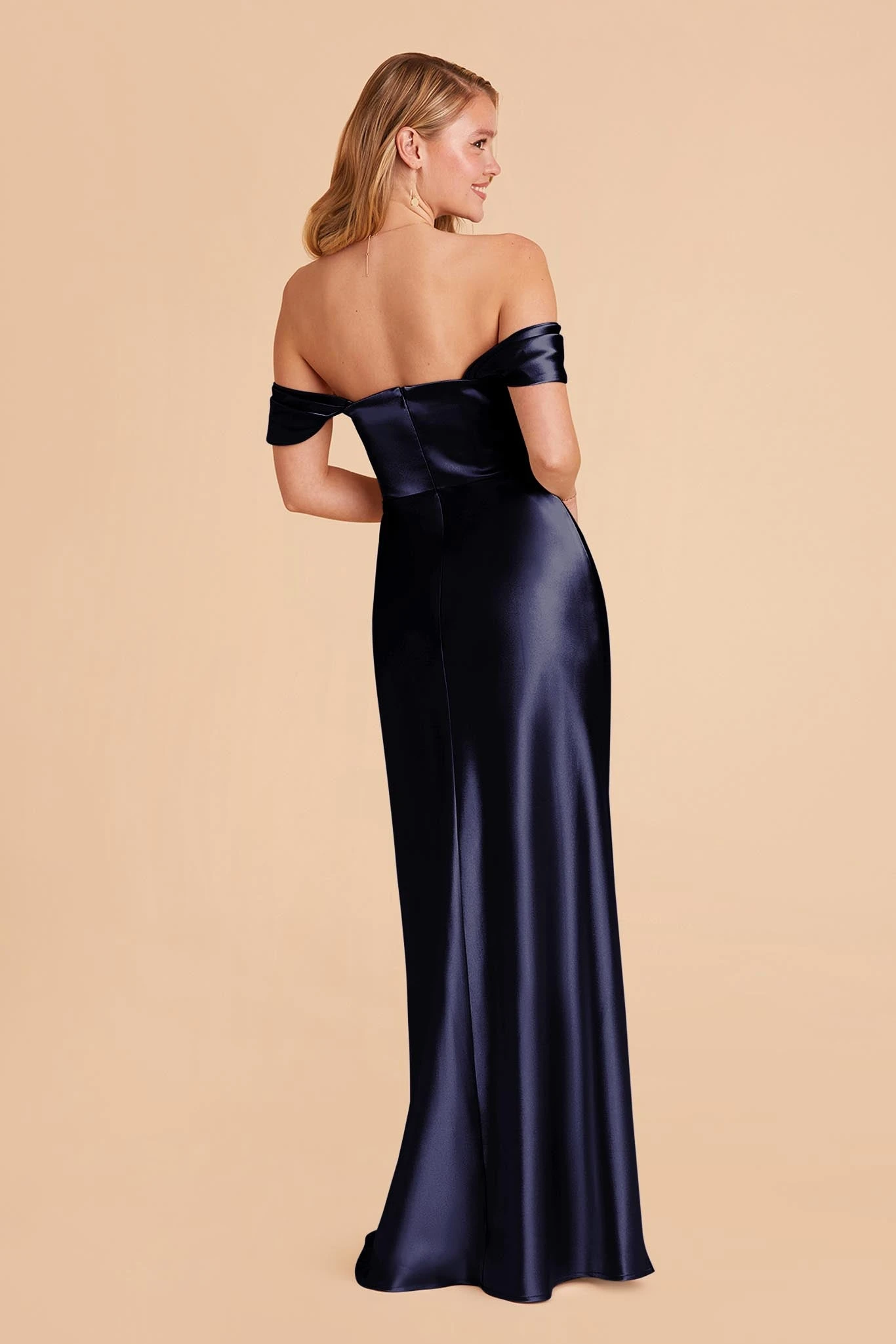 Mia Shiny Satin Convertible Dress - Navy 9 Mia Shiny Satin Convertible Dress - Navy - Image 7