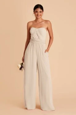Gigi Convertible Jumpsuit - Neutral Champagne -Cheap Plush Attire Store neutral champagne gigi convertible bridesmaid jumpsuit 01