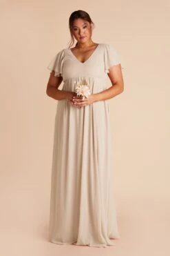 Hannah Empire Dress - Neutral Champagne -Cheap Plush Attire Store neutral champagne hannah plus size bridesmaid dress 01