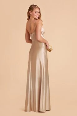 Kensie Shiny Satin Dress - Neutral Champagne -Cheap Plush Attire Store neutral champagne kensie satin bridesmaid dress 03