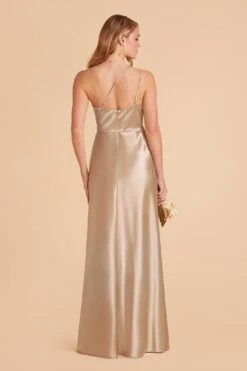 Kensie Shiny Satin Dress - Neutral Champagne -Cheap Plush Attire Store neutral champagne kensie satin bridesmaid dress 04