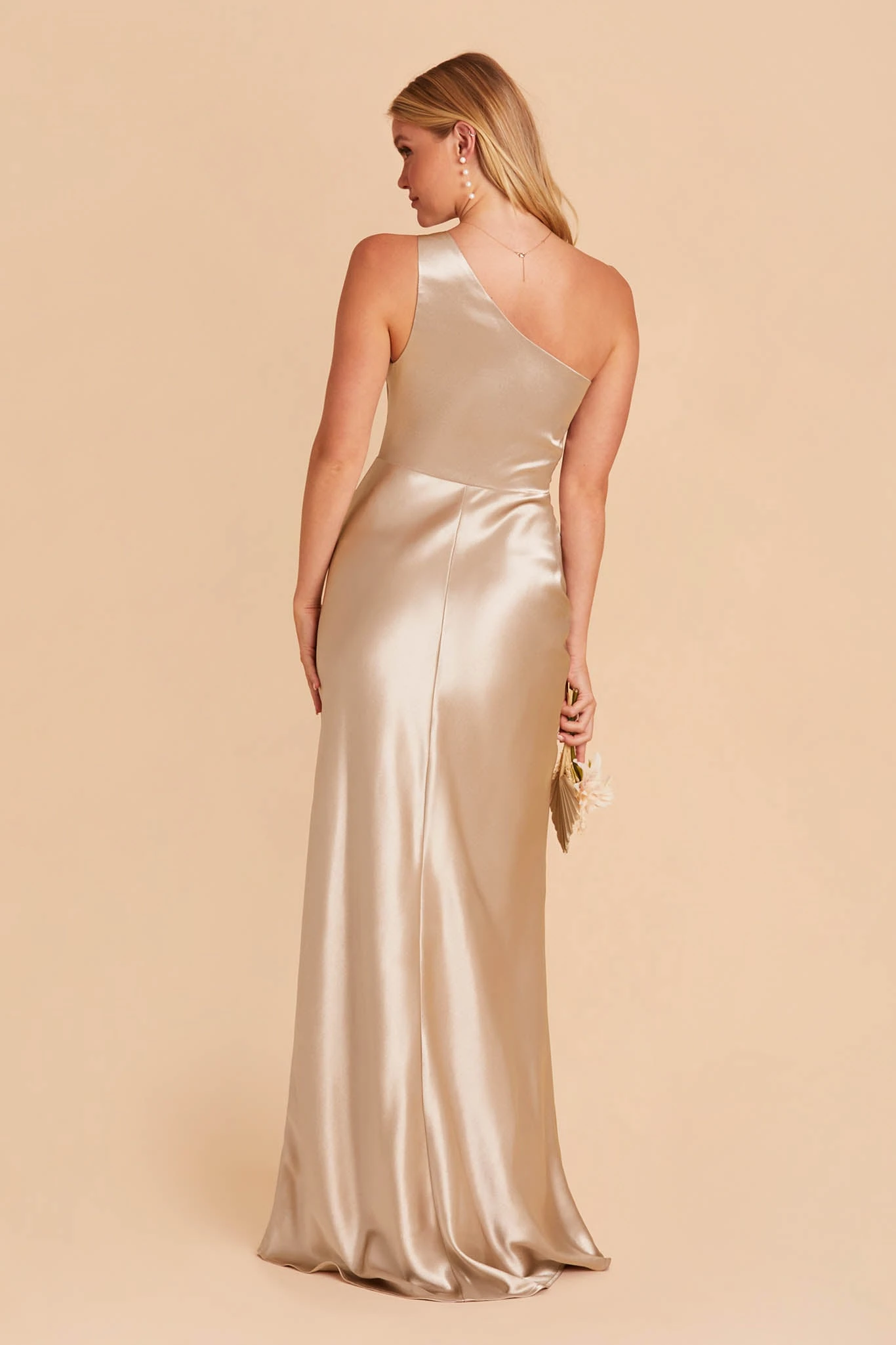 Kira Shiny Satin Dress - Neutral Champagne 7 Kira Shiny Satin Dress - Neutral Champagne - Image 5