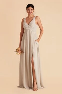 Laurie Empire Dress - Neutral Champagne 15 Laurie Empire Dress - Neutral Champagne -Cheap Plush Attire Store neutral champagne laurie slit bridesmaid dress 03