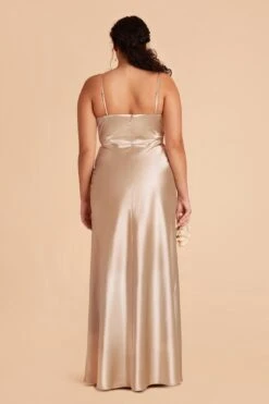 Mia Shiny Satin Convertible Dress - Neutral Champagne -Cheap Plush Attire Store neutral champagne mia plus size convertible satin bridesmaid dress 01