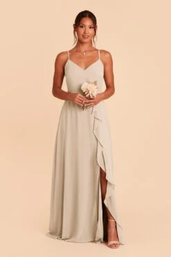 Theresa Chiffon Dress - Neutral Champagne