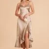 YC Shiny Satin Midi Dress - Neutral Champagne 1 YC Shiny Satin Midi Dress - Neutral Champagne -Cheap Plush Attire Store neutral champagne yc satin bridesmaid dress 02
