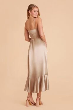YC Shiny Satin Midi Dress - Neutral Champagne 16 YC Shiny Satin Midi Dress - Neutral Champagne -Cheap Plush Attire Store neutral champagne yc satin bridesmaid dress 04