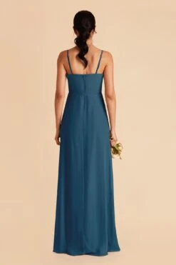 Chris Convertible Chiffon Dress - Ocean Blue -Cheap Plush Attire Store ocean blue chris convertible slit bridesmaid dress 03