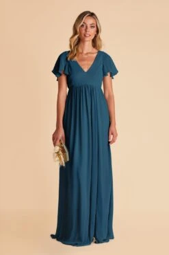 Hannah Empire Dress - Ocean Blue -Cheap Plush Attire Store ocean blue hannah bridesmaid dress 01