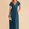 Hannah Empire Dress - Ocean Blue 1 Hannah Empire Dress - Ocean Blue -Cheap Plush Attire Store ocean blue hannah bridesmaid dress 03