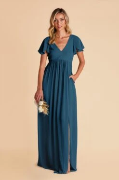 Hannah Empire Dress - Ocean Blue