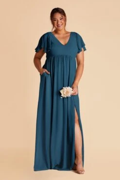 Hannah Empire Dress - Ocean Blue -Cheap Plush Attire Store ocean blue hannah plus size bridesmaid dress 02