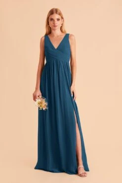 Laurie Empire Dress - Ocean Blue 11 Laurie Empire Dress - Ocean Blue -Cheap Plush Attire Store ocean blue laurie convertible slit bridesmaid dress 01
