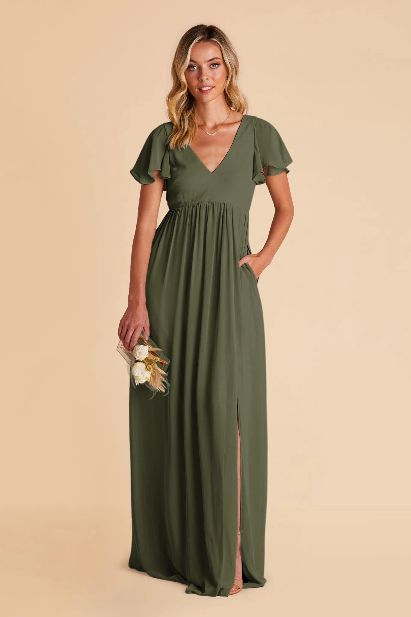 Hannah Empire Dress - Olive 7 Hannah Empire Dress - Olive - Image 5