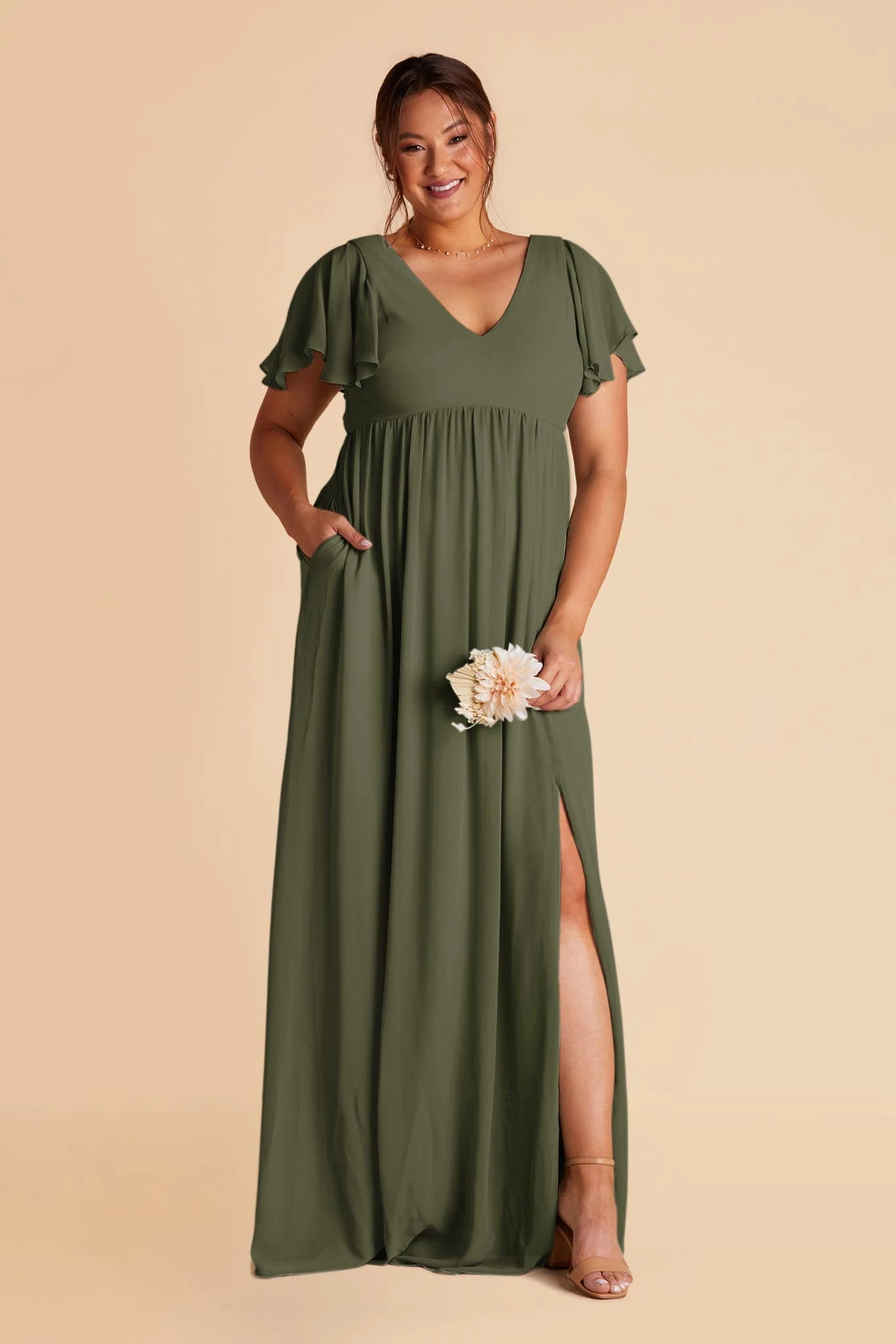 Hannah Empire Dress - Olive 5 Hannah Empire Dress - Olive - Image 3
