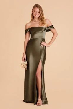 Mia Shiny Satin Convertible Dress - Olive 18 Mia Shiny Satin Convertible Dress - Olive -Cheap Plush Attire Store olive mia convertible satin bridesmaid dress 02