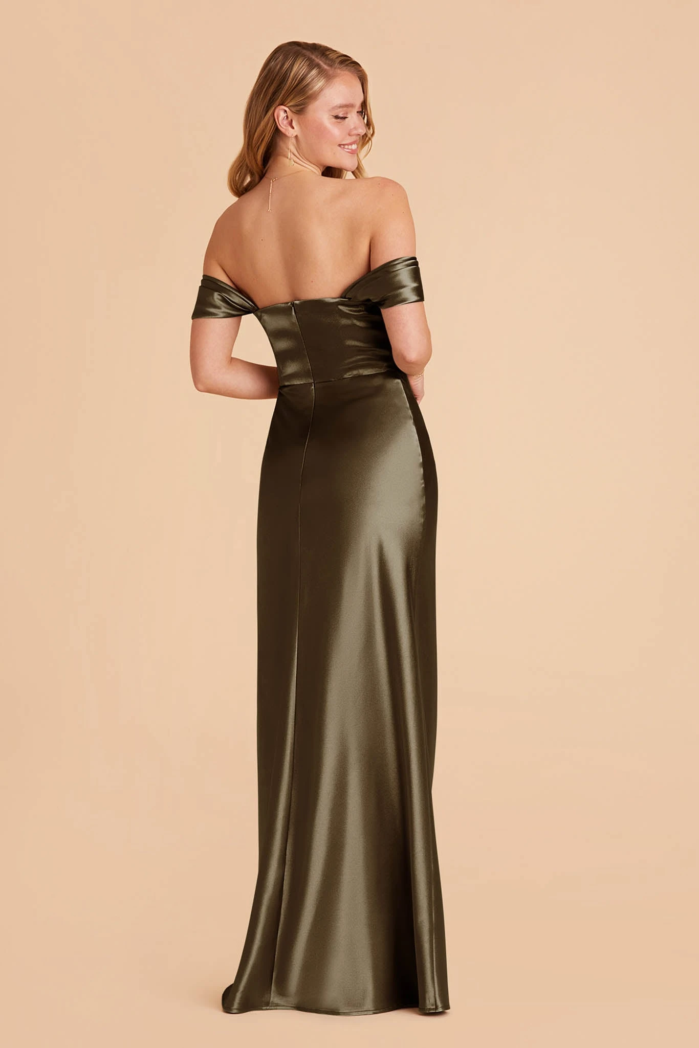 Mia Shiny Satin Convertible Dress - Olive 10 Mia Shiny Satin Convertible Dress - Olive - Image 8