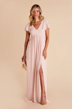 Hannah Empire Dress - Pale Blush -Cheap Plush Attire Store pale blush hannah bridesmaid dress 03