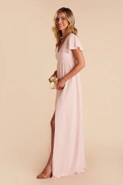 Hannah Empire Dress - Pale Blush -Cheap Plush Attire Store pale blush hannah bridesmaid dress 05
